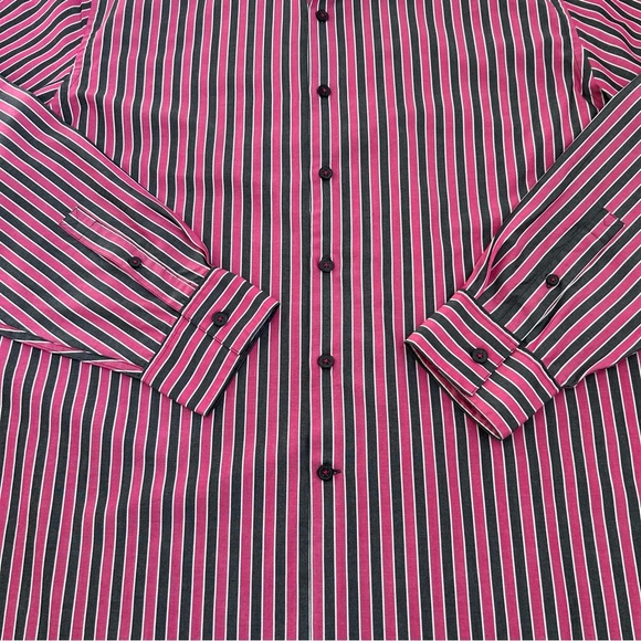 Michael Kors Men’s Striped Button Down Shirt Pink Grey White Cotton XL - Picture 2 of 8